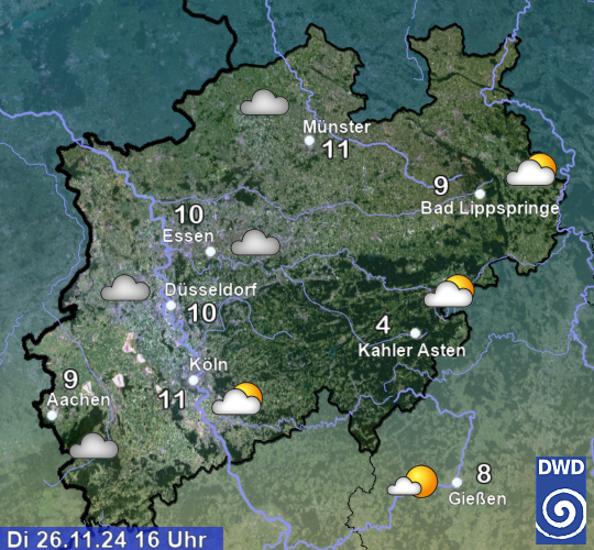 aktuelles Wetter und aktuelle Temperatur Region West